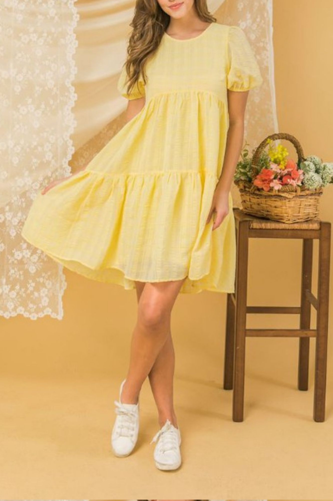CASUAL WOVEN TIERED DRESS - Light 